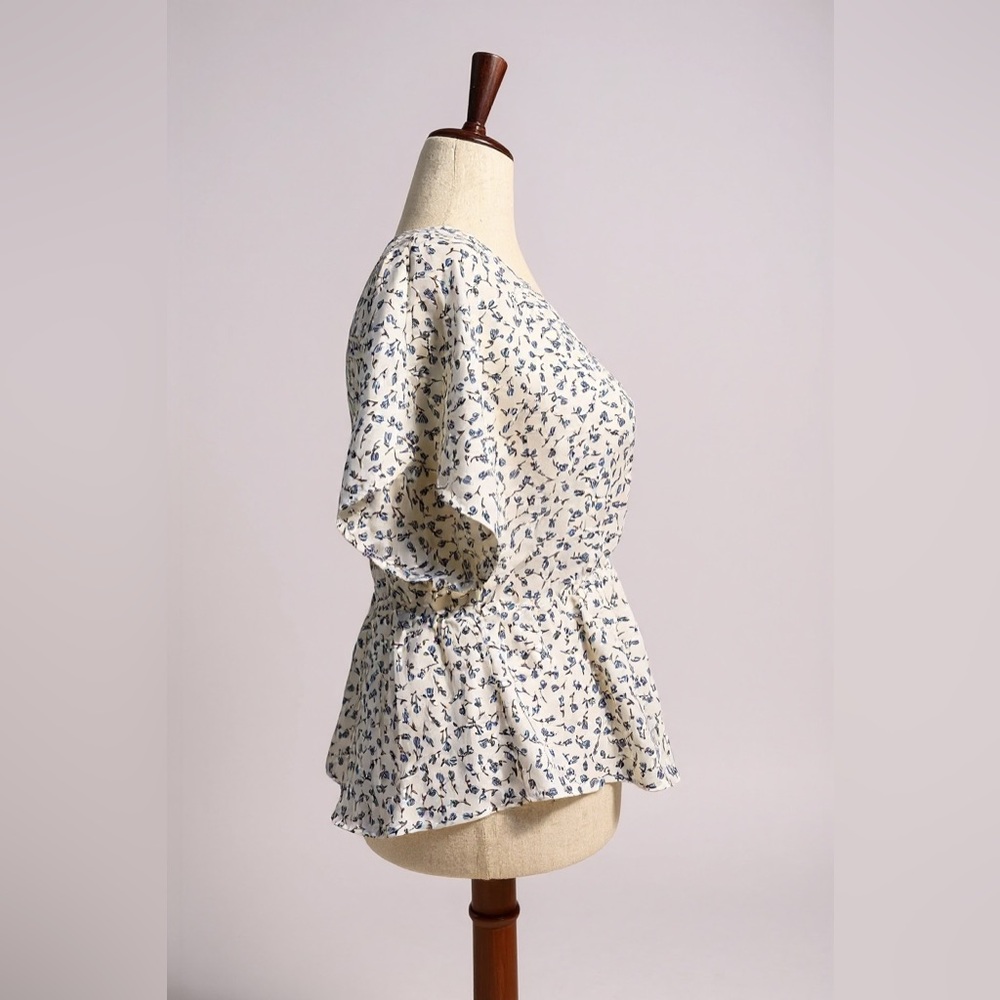 Sienna Sky Blue and White Wrap Blouse - Size S - Picture 7 of 10